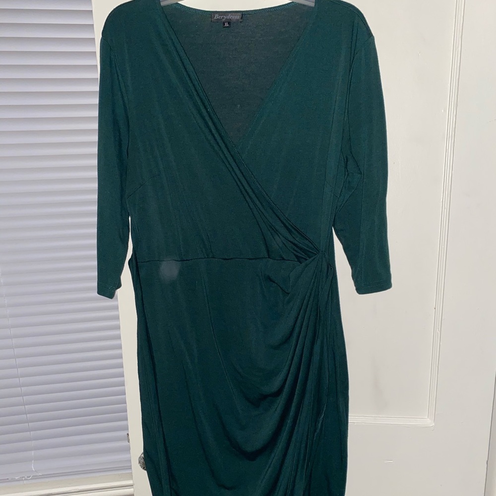 Green, Wrap Dress - Picture 1 of 1